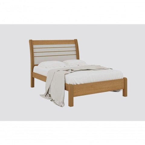 Cama Casal com Detalhe Esmeralda Plus - D' Doro Cinamomo/off White/ripado