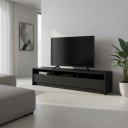 Ver imagem 2 de Rack Essenza de Luxo para Sala Tv Ate 70 Polegadas Moderna Compacta 3 Gavetas 3 Nichos - Preto