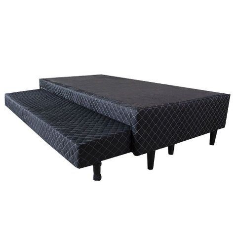 Cama Box Solteiro com Auxiliar Semi Ortopedica Poliester:preto