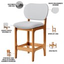 Ver imagem 4 de Kit 06 Banquetas Baixa Bar Cozinha E Sala De Jantar Fixa Betta L02 Imbuia Linho Cinza - Lyam Decor