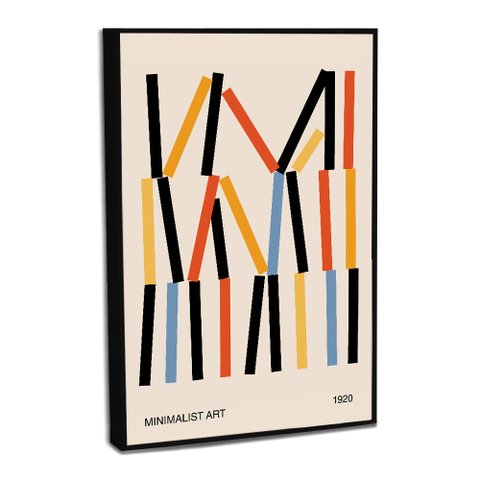 Quadro Decorativo Geometrico Abstrato Hastes Verticais com Moldura Filete