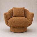 Ver imagem 1 de Poltrona Decorativa Aury Giratória Bouclê Moscow Design Orgânico - Terracota