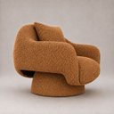 Ver imagem 2 de Poltrona Decorativa Aury Giratória Bouclê Moscow Design Orgânico - Terracota