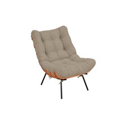 Kit Poltrona e Puff Costela Suede Cappuccino Vallisa Decor - 2