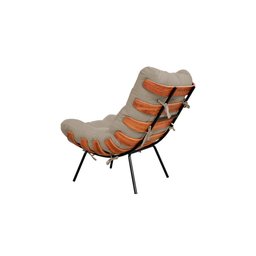 Kit Poltrona e Puff Costela Suede Cappuccino Vallisa Decor - 3