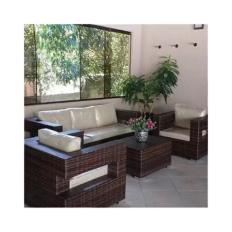 Jogo de Sofá com 2 Poltronas Fibra Sintética e Alumínio para Área Externa e Interna