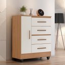 Ver imagem 3 de Cômoda Sapateira para Quarto 1 Porta 4 Gavetas Lisa Nature/Off White