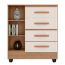 Ver imagem 2 de Cômoda Sapateira para Quarto 1 Porta 4 Gavetas Lisa Nature/Off White