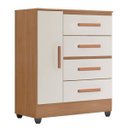 Ver imagem 1 de Cômoda Sapateira para Quarto 1 Porta 4 Gavetas Lisa Nature/Off White