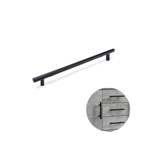 Puxador para Portas e Gavetas 256 mm x Ø12 mm Preto 4 Peças