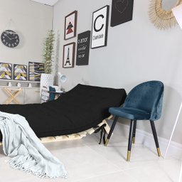 Futon Casal Tokio Sofá Cama Preto Acquablock com Madeira Maciça - 3
