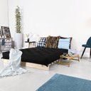 Ver imagem 2 de Futon Casal Tokio Sofá Cama Preto Acquablock com Madeira Maciça