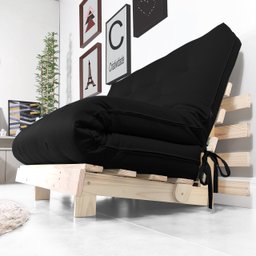 Futon Casal Tokio Sofá Cama Preto Acquablock com Madeira Maciça - 6
