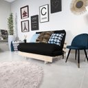 Ver imagem 5 de Futon Casal Tokio Sofá Cama Preto Acquablock com Madeira Maciça