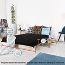 Ver mais imagens de Futon Casal Tokio Sofá Cama Preto Acquablock com Madeira Maciça