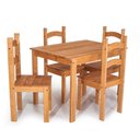 Ver imagem 1 de Conjunto Mesa de Jantar 100x70 Rústica com 4 Cadeiras em Madeira Maciça Mel - Mb Móveis