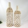 Kit Vaso Decorativo Fibra Natural Branca Garrafa Decorativa - 7
