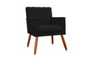 Ver imagem 2 de Kit 2 Poltronas Decorativa Cecília Couro Preto Pés Madeira Ms Decor