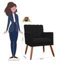 Ver imagem 3 de Kit 2 Poltronas Decorativa Cecília Couro Preto Pés Madeira Ms Decor