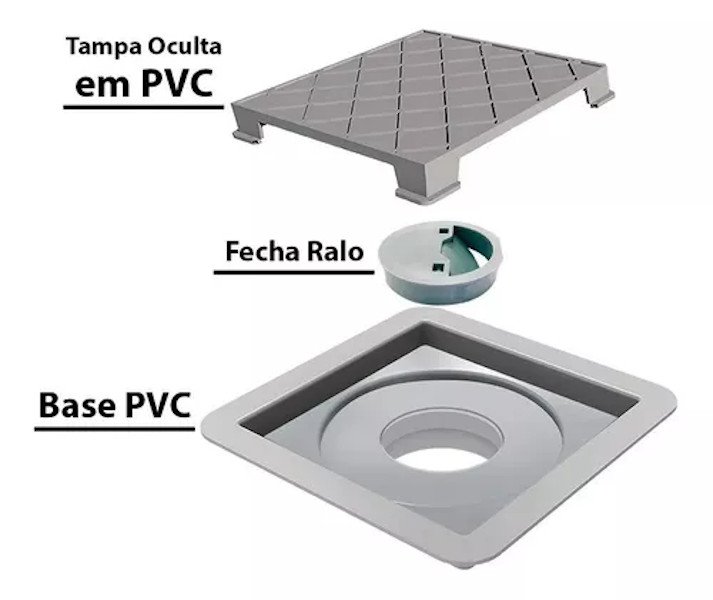Ralo Oculto Tampa Invisível Quadrado em Pvc 10 X 10 Novii - 4