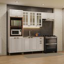 Ver imagem 2 de Cozinha Americana Modulada Torre Quente Aéreo de 120cm com Vidro Reflecta Balcão para Pia Sem Tampo Compacta 4 Peças Paris