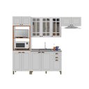 Ver imagem 3 de Cozinha Americana Modulada Torre Quente Aéreo de 120cm com Vidro Reflecta Balcão para Pia Sem Tampo Compacta 4 Peças Paris