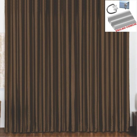 Cortina 3 Mts Sala Quarto Escritório Blackout para Trilho Comum - Tabaco