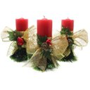 Ver imagem 1 de Kit 3 Velas Vermelhas Decorativas para Natal com Laço Dourado