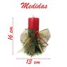 Kit 3 Velas Vermelhas Decorativas para Natal com Laço Dourado - 4