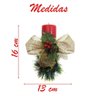 Kit 3 Velas Vermelhas Decorativas para Natal com Laço Dourado - 2