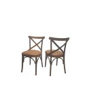 Ver imagem 1 de Kit 2 Cadeiras de Madeira Maciça com Assento Estofado em Couro Sintético Marrom– Dubai Castanho