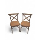 Ver imagem 2 de Kit 2 Cadeiras de Madeira Maciça com Assento Estofado em Couro Sintético Marrom– Dubai Castanho