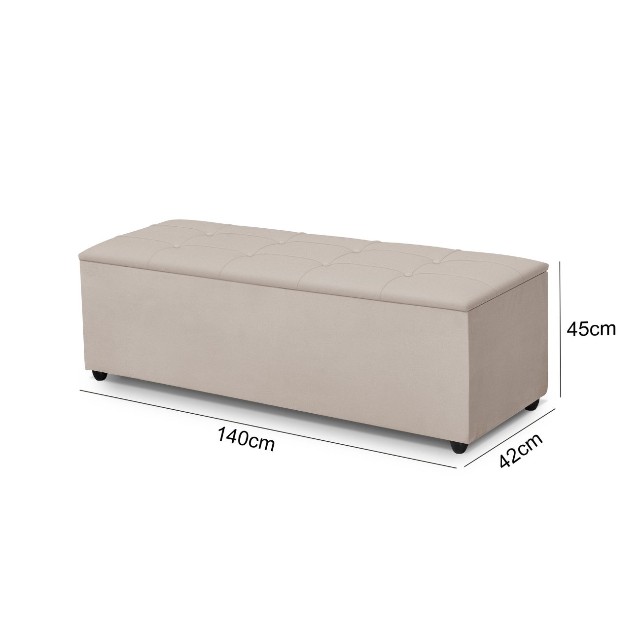 Baú Recamier Firenze 140cm Estofado Moderno em Tecido Veludo:bege - 4