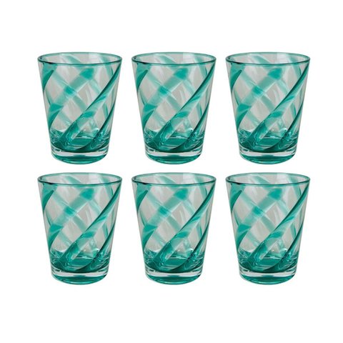 Conjunto 6 Copos em Acrílico com Detalhes Espirais Verde 400ml Rjw0028 Btc