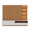 Ver imagem 5 de Estante para Tv até 82 Polegadas Cancun 4 Gavetas com Led Ripado Freijó/off White Matte - Colibri