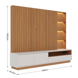 Estante para Tv até 82 Polegadas Cancun 4 Gavetas com Led Ripado Freijó/off White Matte - Colibri - 4