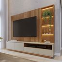 Ver imagem 1 de Estante para Tv até 82 Polegadas Cancun 4 Gavetas com Led Ripado Freijó/off White Matte - Colibri