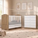 Ver imagem 1 de Jogo de Quarto Infantil Bala de Menta com Cômoda e Berço 5 Gavetas MDF e MDP Rústico Branco