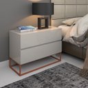 Ver imagem 4 de Kit 2 Mesas P/ Cabeceira 60cm Industrial Base Cobre: Off White