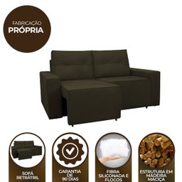 Sofá Retrátil Polo 1,80m Confortavel para Sala Suede Herrero:marrom Escuro - 3