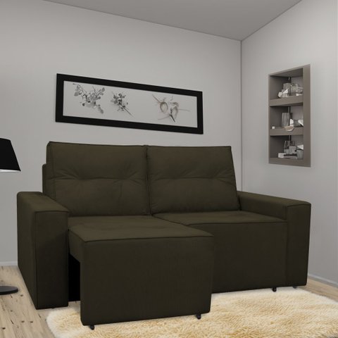 Sofá Retrátil Polo 1,80m Confortavel para Sala Suede Herrero:marrom Escuro