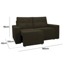 Ver imagem 2 de Sofá Retrátil Polo 1,80m Confortavel para Sala Suede Herrero:marrom Escuro