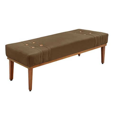 Recamier Decorativo 160cm Kors Suede Pés de Madeira Caramelo - Gran Belo