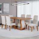 Ver imagem 1 de Conjunto Sala de Jantar Serenata Mesa 160x80cm e 6 Cadeiras Iza Mel/bege - Casa Giulia