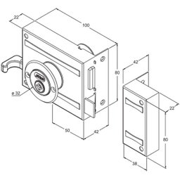 fechadura tetra portão Sobrepor 1701/100 Preto espelho inox - 2