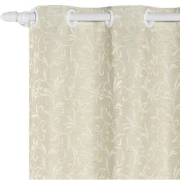 Cortina Linho Jacquard Floral 2,00 Largura x 2,30 Altura Cor Palha - 1