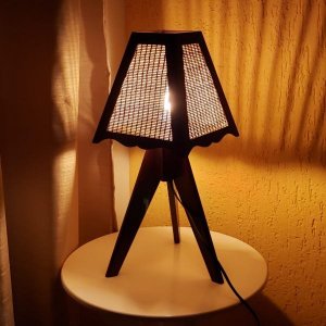 Abajur Rustico Tripé Tabaco Decoração Sala Quarto Hall
