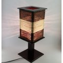 Ver imagem 1 de Abajur Luminária de Mesa Rustico Sisal Marrom e Cru