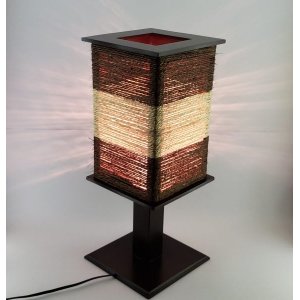 Abajur Luminária de Mesa Rustico Sisal Marrom e Cru