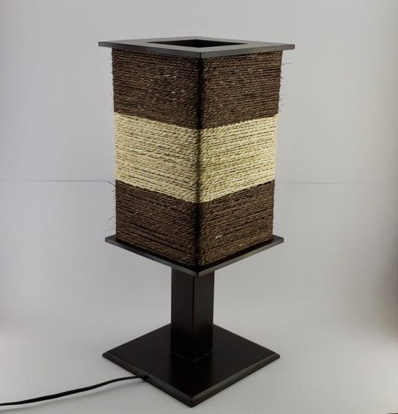 Abajur Luminária de Mesa Rustico Sisal Marrom e Cru - 2